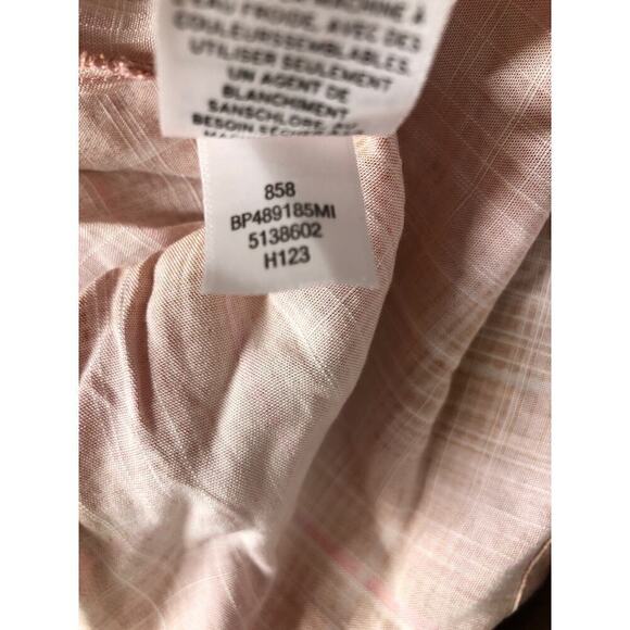 bp Top Plaid Crop Long Sleeve Collared Button-Up Shirt Pink Tan NWT Medium - Picture 6 of 7